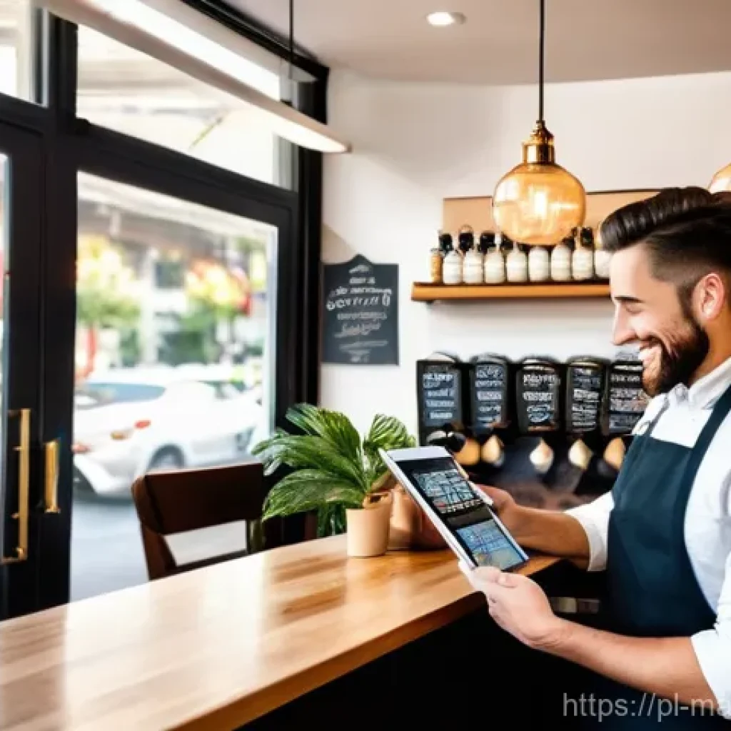 소규모 비즈니스를 위한 온라인 마케팅 - **Prompt 1: Local Cafe & Google My Business Success**
"A vibrant, inviting corner cafe storefron...