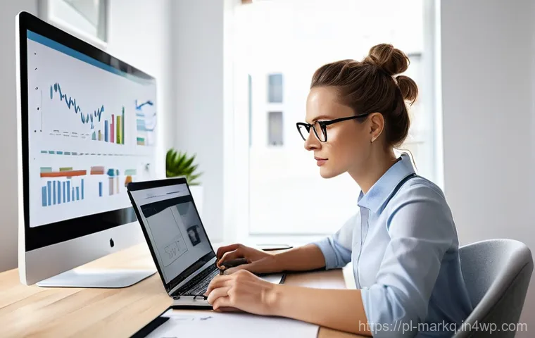 비즈니스 목표 설정과 온라인 마케팅 - **Prompt:** "A young, determined Polish female entrepreneur in her late 20s, dressed in smart casual...