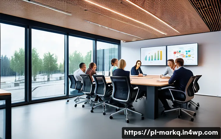 고객 가치 제안 작성법 - A modern Polish office setting where a diverse team of professionals is engaged in a lively brainsto...